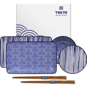Tokyo Design Studio Nippon Blue Sushi Sett Lines/Dots