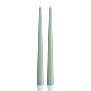 Deluxe Homeart LED Kronelys Shiny 28 cm 2 stk/pakke Sage Green