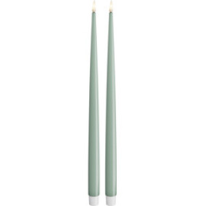 Deluxe Homeart LED Kronelys Shiny 38 cm 2 stk/pakke Sage Green