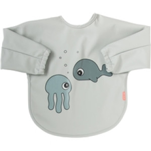 Done By Deer Sleeved Bib Sea Friends Grey Grey