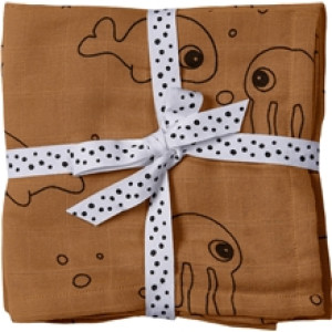 Done By Deer Burp Cloth 2-P Grey Sea Friends Mustard