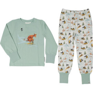 Geggamoja Pyjamas Mamma Mø & Kråka Hvit/Grønn 110-116 cl