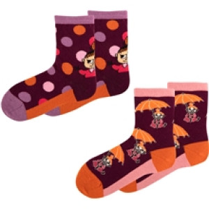 Moomin Sokker 2-p Little My Burgundy 31-34