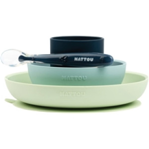 Nattou Soft Silikonmattesett 4 deler Green/Navy