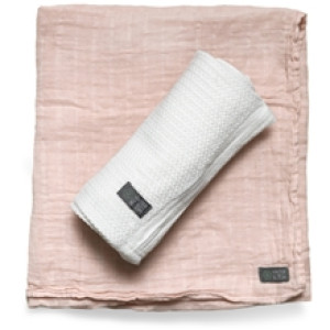 Vinter & Bloom Soft Grid + Musselin EKO 2-p Bright White/Dusty Rose