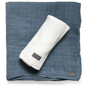 Vinter & Bloom Soft Grid + Musselin EKO 2-p Bright White/Storm Blue