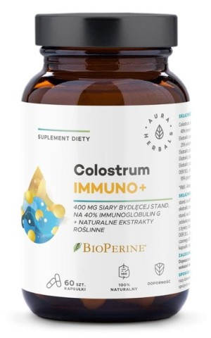 Colostrum Immuno + BioPerine 60 kapsułek Aura Herbals