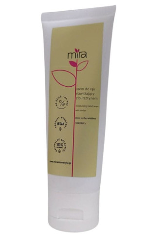 MIRA Krem do rąk nawilżający z bursztynem - ekstrakt z bursztynu, olej rzepakowy, masło shea, witamina E,75ml