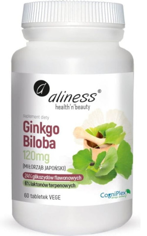 Aliness Ginkgo Biloba miłorząb japoński 120 mg 60 tabletek