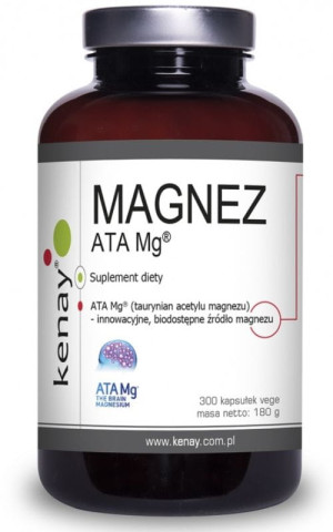 Kenay Magnez ATA Mg (taurynian acetylu magnezu) 300 kapsułek vege