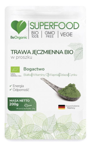 BeOrganic Trawa jęczmienna BIO 200g
