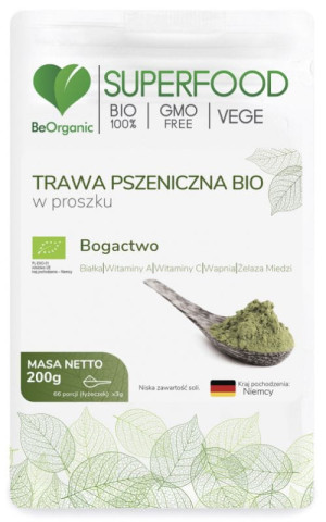 BeOrganic Trawa pszeniczna bio w proszku 200g