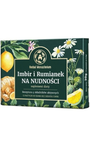 Imbir i Rumianek NA NUDNOŚCI 12 pastylek do ssania