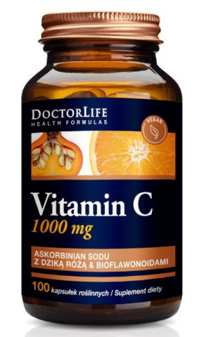 Doctor Life Vitamin C 1000mg z dziką różą i Bioflawonoidami 100 kapsułek