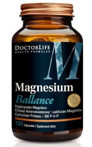 Doctor Life Magnesium Ballance (jabłczan magnezu, cytrynian potasu, B6 P-5-P) 120 kapsułek