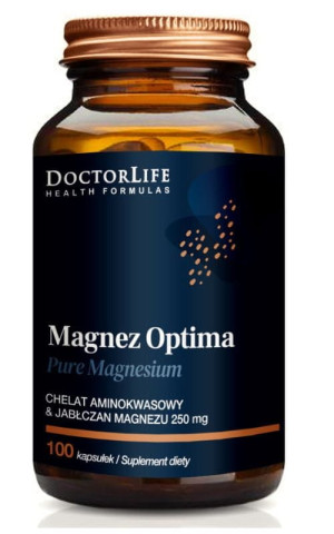 Doctor Life Magnez Optima (chelat aminokwasowy, jabłczan magnezu)100 kapsułek