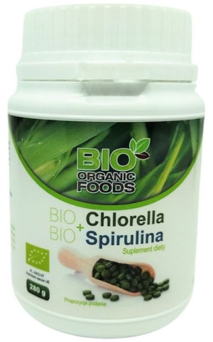 Bio Chlorella + Bio Spirulina 280g (około 700 tabletek) Bio Organic Foods