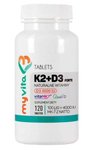 MyVita Witamina K2 MK-7 100mcg + D3 4000IU FORTE 120 tabl