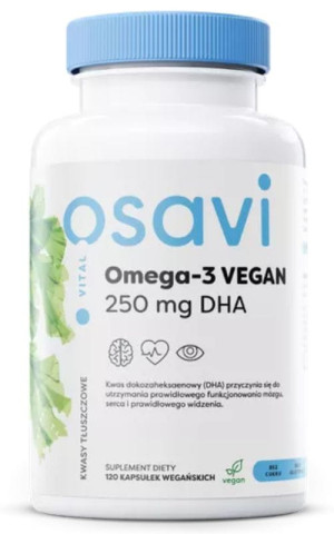 Osavi Omega-3 vegan 250 mg DHA 120 kapsułek