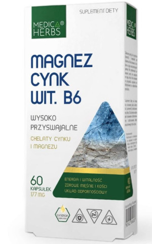 Magnez Cynk Witamina B6, 60 kapsułek Medica Herbs