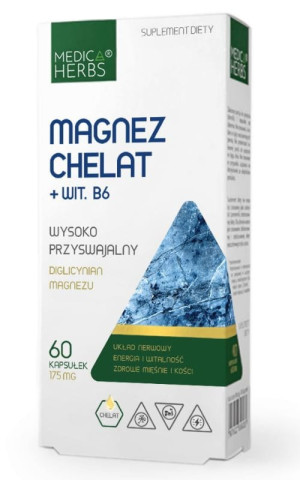 Magnez chelatowany + Witamina B6 60 kapsułek Medica Herbs