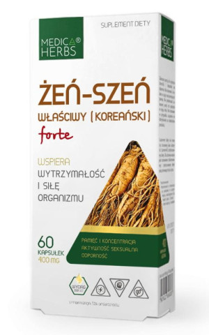 Żeń-szeń właściwy (koreański) forte 400mg 60 kapsułek Medica Herbs