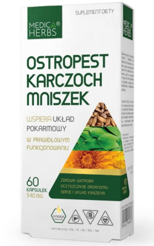 Ostropest, Karczoch, Mniszek 60 kapsułek Medica Herbs