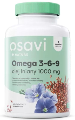 Osavi Omega 3-6-9 Olej lniany 1000 mg, 120 softgels