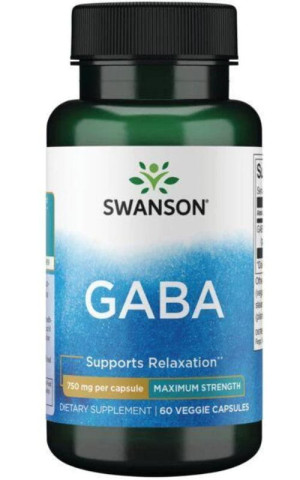 GABA 750 mg Maximum Strength, 60 kapsułek Swanson