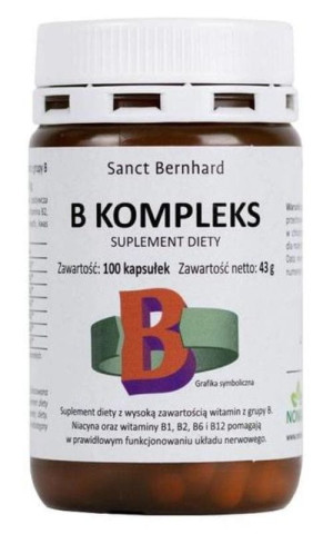 Witamina B complex (niacyna, B1, B2, B6, B12) 100 kapsułek Sanct Bernhard