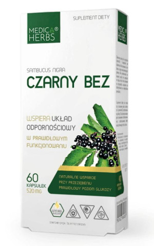Czarny Bez 520mg, 60 kaps. Medica Herbs