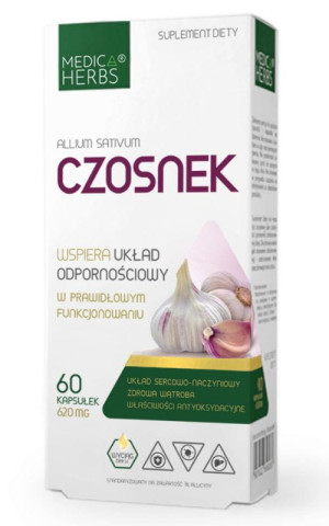 Czosnek 620mg, 60 kaps. Medica Herbs