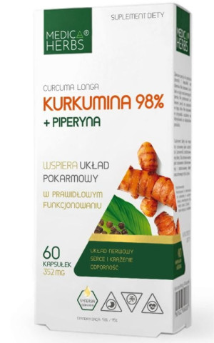 Kurkumina 98% + Piperyna 60 kapsułek Medica Herbs