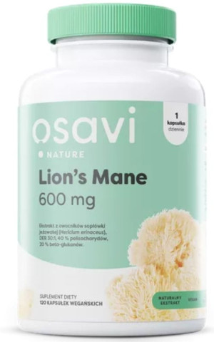 Osavi Lions Mane (soplówka jeżowata) 600 mg - 120 kapsułek wegańskich