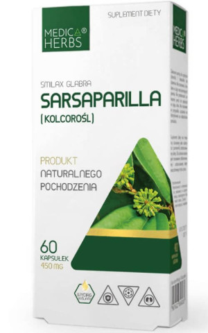 Sarsaparilla (Kolcorośl) 450 mg, 60 kapsułek Medica Herbs