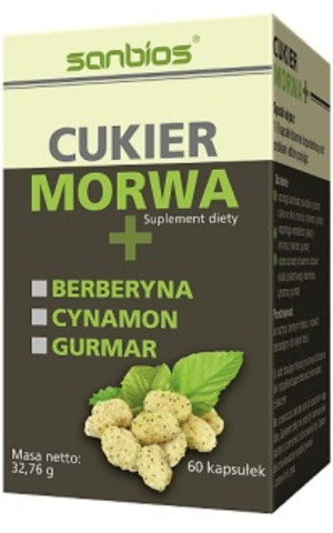 Cukier Morwa + Berberyna, Cynamon, Gurmar 60 kapsułek SANBIOS