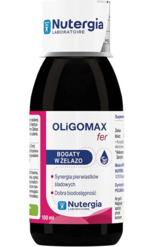 Nutergia Oligomax fer (źródło minerałów i pierwiastków + żelazo) 150 ml