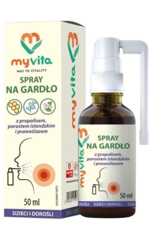 MyVita Spray na gardło z propolisem, porostem islandzkim i prawoślazem 50ml
