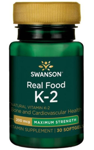 Vitamin K-2 200mcg Witamina K2 z natto - 30 softgels Swanson
