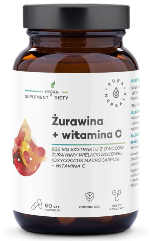 Aura Herbals Żurawina 800 mg + Witamina C 60 kapsułek