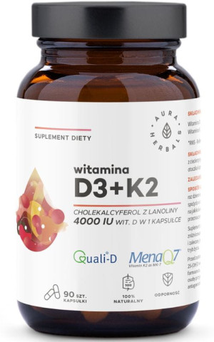 Aura Herbals Witamina D3 4000 IU + K2 90 kapsułek