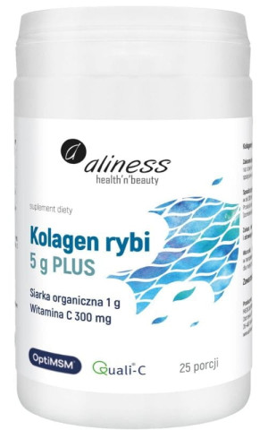 Aliness Kolagen rybi 5000 mg PLUS siarka OptiMSM wit C 25 porcji proszek