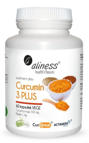 Aliness Kurkumina Curcumin 3 PLUS 500 mg + Piperin 60 kaps