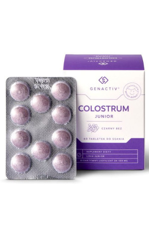 GENACTIV Colostrum Junior czarny bez 100mg 60 tabletek do ssania