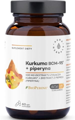 Aura Herbals Kurkuma 500 mg BCM-95 + piperyna 60 kapsułek