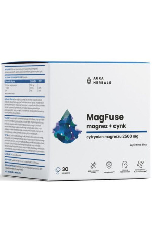 Aura Herbals MagFuse - magnez + cynk - saszetki 30 sztuk