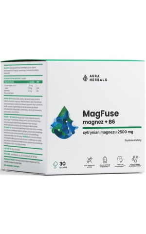 Aura Herbals MagFuse - magnez + B6 - saszetki 30 sztuk