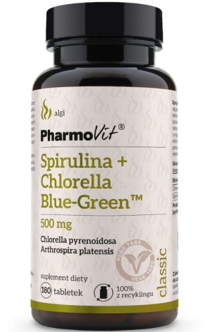 Pharmovit Classic Spirulina + Chlorella Blue-Green 500 mg 180 tabletek
