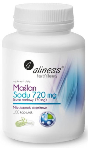 Aliness Maślan Sodu 720 mg Kwas masłowy 170 mg 100 kaps