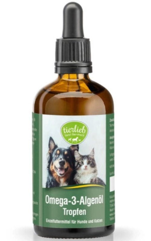 Omega-3 Olej z alg dla kotów i psów krople 100 ml Tierlieb Sanct Bernhard